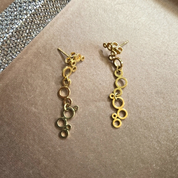 Ben Bridge 18k Gold Circle Drop Earrings - Picture 1 of 10